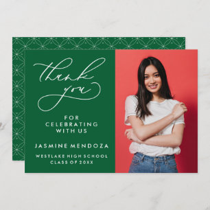 TARJETA DE AGRADECIMIENTO GRADUACIÓN DE CALLIGRAFÍA SIMPLE Y BLANCA GRACIAS