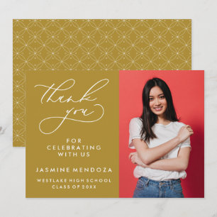 TARJETA DE AGRADECIMIENTO GRADUACIÓN DE CALLIGRAFÍA SIMPLE Y BLANCA GRACIAS