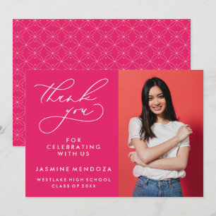 TARJETA DE AGRADECIMIENTO GRADUACIÓN DE CALLIGRAFÍA SIMPLE Y BLANCA GRACIAS