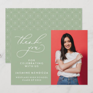 TARJETA DE AGRADECIMIENTO GRADUACIÓN DE CALLIGRAFÍA SIMPLE Y BLANCA GRACIAS