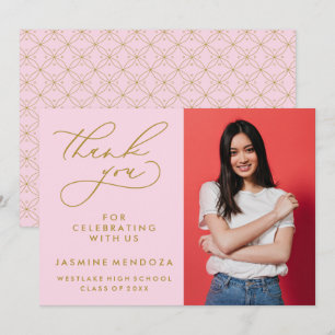 TARJETA DE AGRADECIMIENTO GRADUACIÓN DE CALLIGRAFÍA SIMPLE Y BLANCA GRACIAS