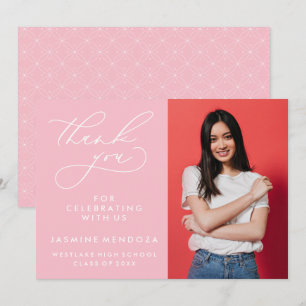 TARJETA DE AGRADECIMIENTO GRADUACIÓN DE CALLIGRAFÍA SIMPLE Y BLANCA GRACIAS