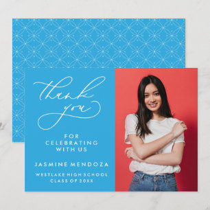 TARJETA DE AGRADECIMIENTO GRADUACIÓN DE CALLIGRAFÍA SIMPLE Y BLANCA GRACIAS