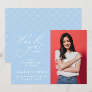 TARJETA DE AGRADECIMIENTO GRADUACIÓN DE CALLIGRAFÍA SIMPLE Y BLANCA GRACIAS