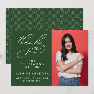 TARJETA DE AGRADECIMIENTO GRADUACIÓN DE CALLIGRAFÍA SIMPLE Y BLANCA GRACIAS