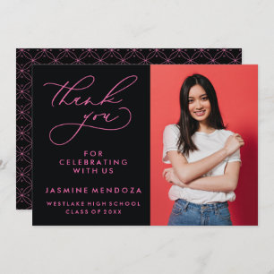 TARJETA DE AGRADECIMIENTO GRADUACIÓN DE CALLIGRAFÍA SIMPLE Y BLANCA GRACIAS