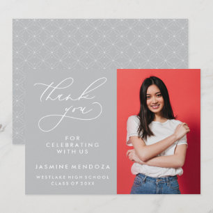 TARJETA DE AGRADECIMIENTO GRADUACIÓN DE CALLIGRAFÍA SIMPLE Y BLANCA GRACIAS