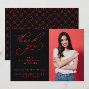 TARJETA DE AGRADECIMIENTO GRADUACIÓN DE CALLIGRAFÍA SIMPLE Y BLANCA GRACIAS