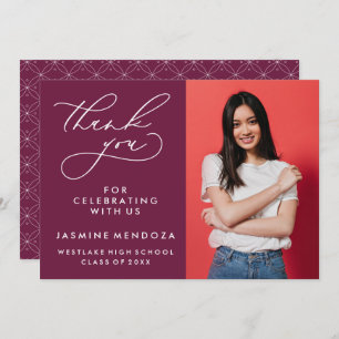 TARJETA DE AGRADECIMIENTO GRADUACIÓN DE CALLIGRAFÍA SIMPLE Y BLANCA GRACIAS