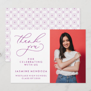 TARJETA DE AGRADECIMIENTO GRADUACIÓN DE CALLIGRAFÍA SIMPLE Y BLANCA GRACIAS