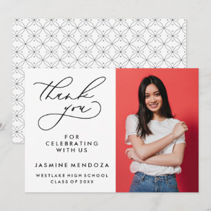 TARJETA DE AGRADECIMIENTO GRADUACIÓN DE CALLIGRAFÍA SIMPLE Y BLANCA GRACIAS