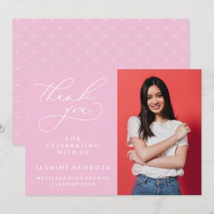 TARJETA DE AGRADECIMIENTO GRADUACIÓN DE CALLIGRAFÍA SIMPLE Y BLANCA GRACIAS