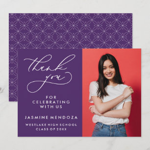 TARJETA DE AGRADECIMIENTO GRADUACIÓN DE CALLIGRAFÍA SIMPLE Y BLANCA GRACIAS