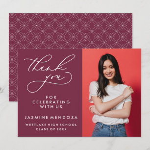 TARJETA DE AGRADECIMIENTO GRADUACIÓN DE CALLIGRAFÍA SIMPLE Y BLANCA GRACIAS