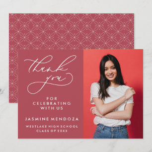 TARJETA DE AGRADECIMIENTO GRADUACIÓN DE CALLIGRAFÍA SIMPLE Y BLANCA GRACIAS