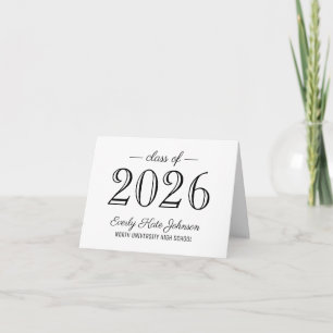 Tarjeta De Agradecimiento Graduación de Clase Elegante Blanca 2026