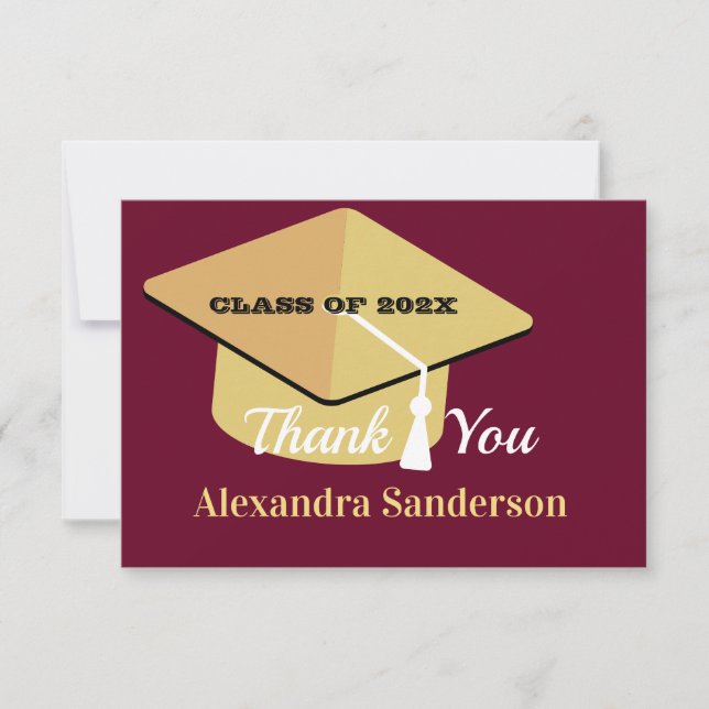 Tarjeta De Agradecimiento Graduación de clase secundaria mínima moderna pers (Anverso)