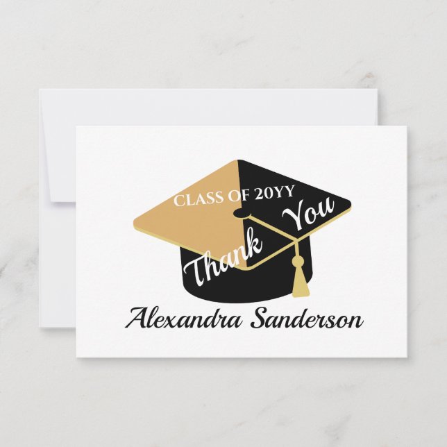 Tarjeta De Agradecimiento Graduación de clase secundaria mínima moderna pers (Anverso)