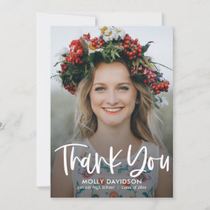 Tarjeta De Agradecimiento Graduación de COLOR EDITABLE Tipo Adorable Gracias