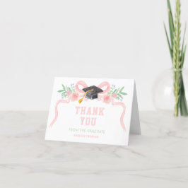 Tarjeta De Agradecimiento Graduación de coqueta de cinta rosa