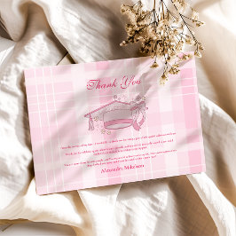 Tarjeta De Agradecimiento Graduación de Coquette Bow rosa