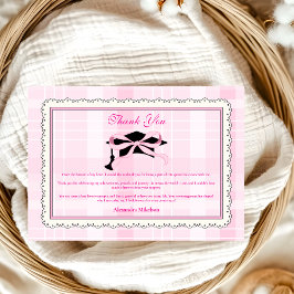 Tarjeta De Agradecimiento Graduación de Coquette Cute Pink Bow