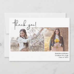 Tarjeta De Agradecimiento Graduación de dos fotografías modernas con letras