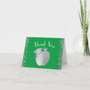Tarjeta De Agradecimiento Graduación de Educación de Maestros Plata Verde