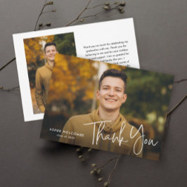Tarjeta De Agradecimiento Graduación de escritura moderna Graduación de foto