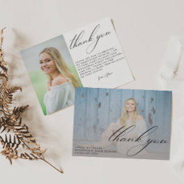Tarjeta De Agradecimiento Graduación de escritura moderna Graduación de foto