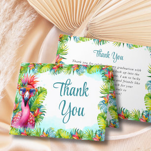 Tarjeta De Agradecimiento Graduación de Flamingo Tropical Luau