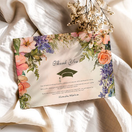 Tarjeta De Agradecimiento Graduación de Flor Silvestre Naranja Cute Boho Mea