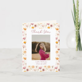 Tarjeta De Agradecimiento Graduación de Flores Silvestres Boho Floral Waterc