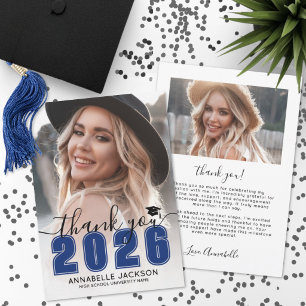 Tarjeta De Agradecimiento Graduación de Foto Azul