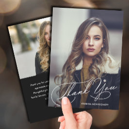 Tarjeta De Agradecimiento Graduación de Foto con Letra Moderna
