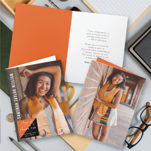 Tarjeta De Agradecimiento Graduación de Foto Cuadrada Dividida Minimalista M