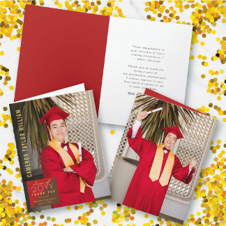 Tarjeta De Agradecimiento Graduación de Foto Cuadrada Dividida Minimalista M