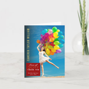 Tarjeta De Agradecimiento Graduación de Foto Cuadrada Simple Minimalista Mod