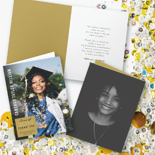 Tarjeta De Agradecimiento Graduación de Foto Cuadrada Simple Minimalista Mod