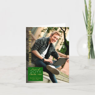 Tarjeta De Agradecimiento Graduación de Foto Cuadrada Simple Minimalista Mod