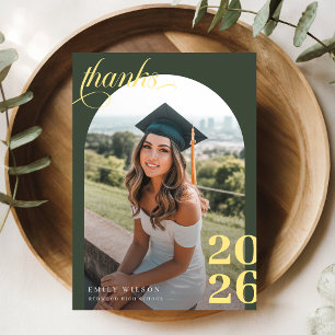 Tarjeta De Agradecimiento Graduación de Foto de Arco Vertical Moderno