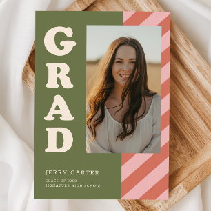 Tarjeta De Agradecimiento Graduación de Foto de Escuela Secundaria Retro Mod