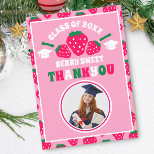 Tarjeta De Agradecimiento Graduación de foto de fresa de Berry Sweet