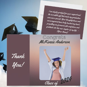Tarjeta De Agradecimiento Graduación de foto de mensaje personal