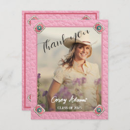 Tarjeta De Agradecimiento Graduación de foto de niña rosa de estilo occident