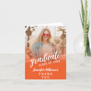 Tarjeta De Agradecimiento Graduación de foto de Personalizado naranja con me