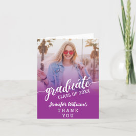 Tarjeta De Agradecimiento Graduación de foto de Personalizado púrpura con me