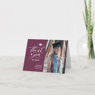 Tarjeta De Agradecimiento Graduación de foto Minimalista con guión malva mor