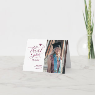 Tarjeta De Agradecimiento Graduación de foto Minimalista con guión malva mor