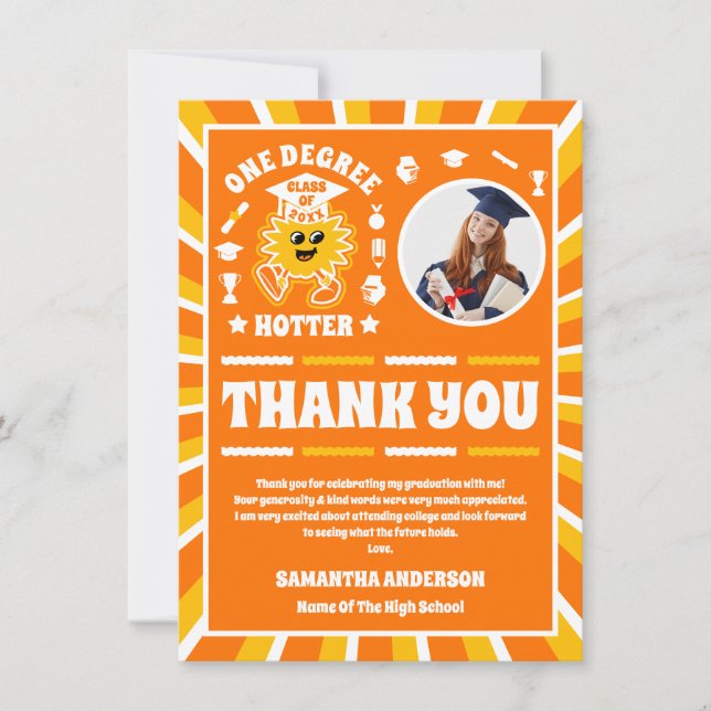 Tarjeta De Agradecimiento Graduación De Foto Retro De Un Grado Hotelero (Anverso)